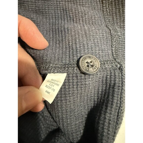 Duluth Trading Mens L Heavy Thermal Shirt Henley Relaxed Fit Waffle Knit Blue - Picture 7 of 7